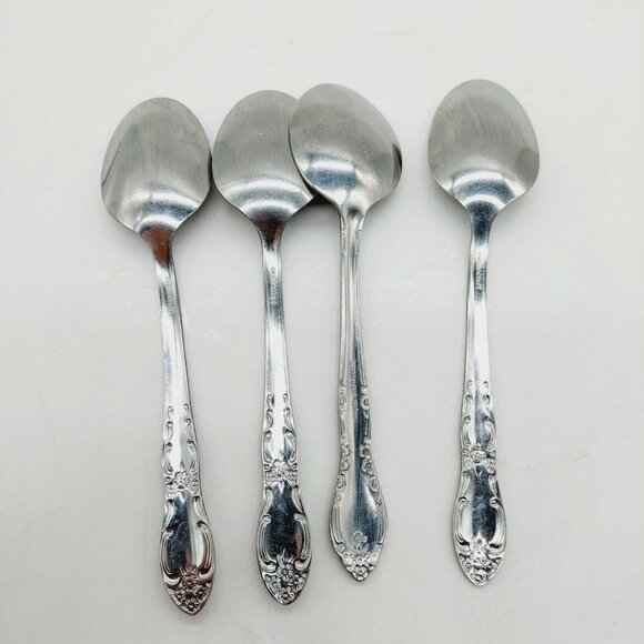 Oneidacraft Venus Stainless Glossy Flatware Lot of 4 Dinner Spoons 7" - Picture 4 of 6